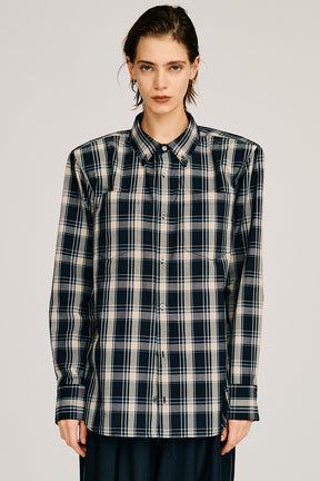 Check Shoulder Padded Shirt - 2026AUTUMN