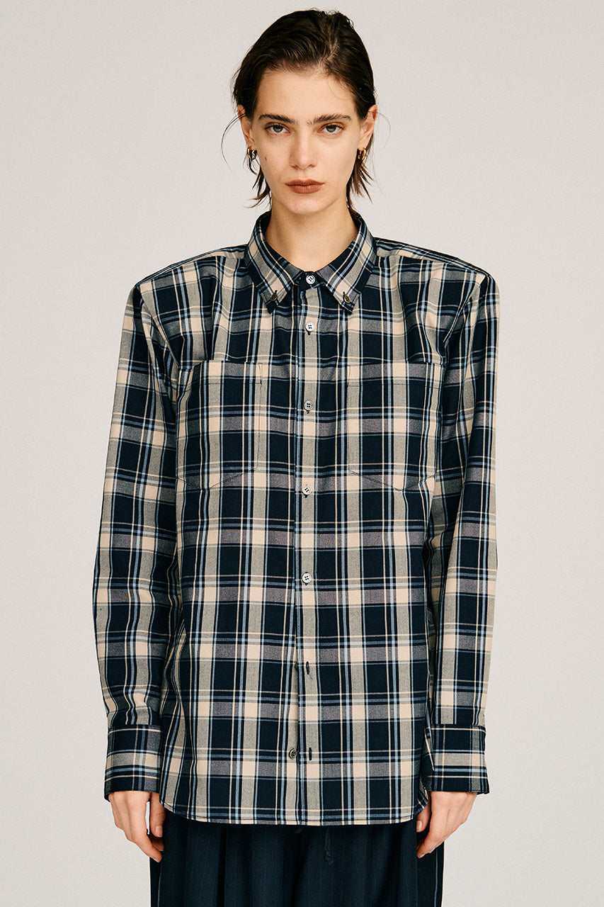 Check Shoulder Padded Shirt - 2026AUTUMN