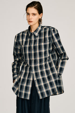 Check Shoulder Padded Shirt - 2026AUTUMN