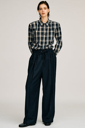 Check Shoulder Padded Shirt - 2026AUTUMN
