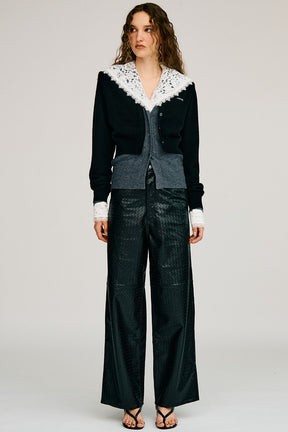 Yak Blend V-Neck Layered Knit Cardigan - 2026AUTUMN