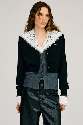 Yak Blend V-Neck Layered Knit Cardigan - 2026AUTUMN