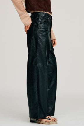 Synthetic Mesh Leather Straight Pants - 2026AUTUMN