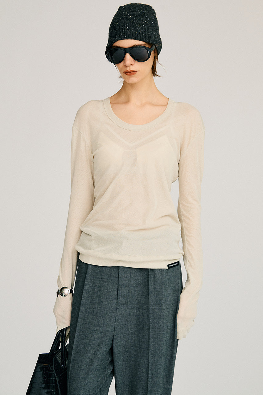 Scoop Neck Sheer Top - 2026AUTUMN