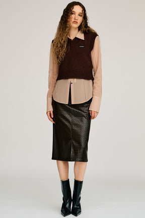 Belt Combination Faux Leather Skirt - 2026AUTUMN