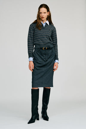 Double-Waist Drape Midi Skirt - 2026AUTUMN