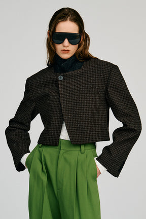 Stand Collar Tailored Short Jacket - 2026AUTUMN