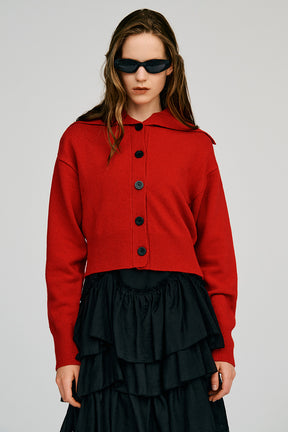 Oversized Collar Knit Cardigan - 2026AUTUMN