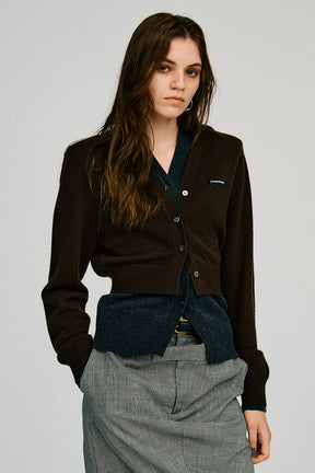 Yak Blend V-Neck Layered Knit Cardigan - 2026AUTUMN