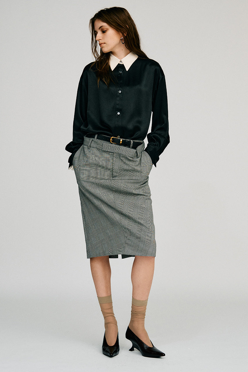 Double-Waist Drape Midi Skirt - 2026AUTUMN