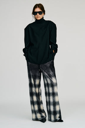 Faded Check Velour Pants - 2026AUTUMN