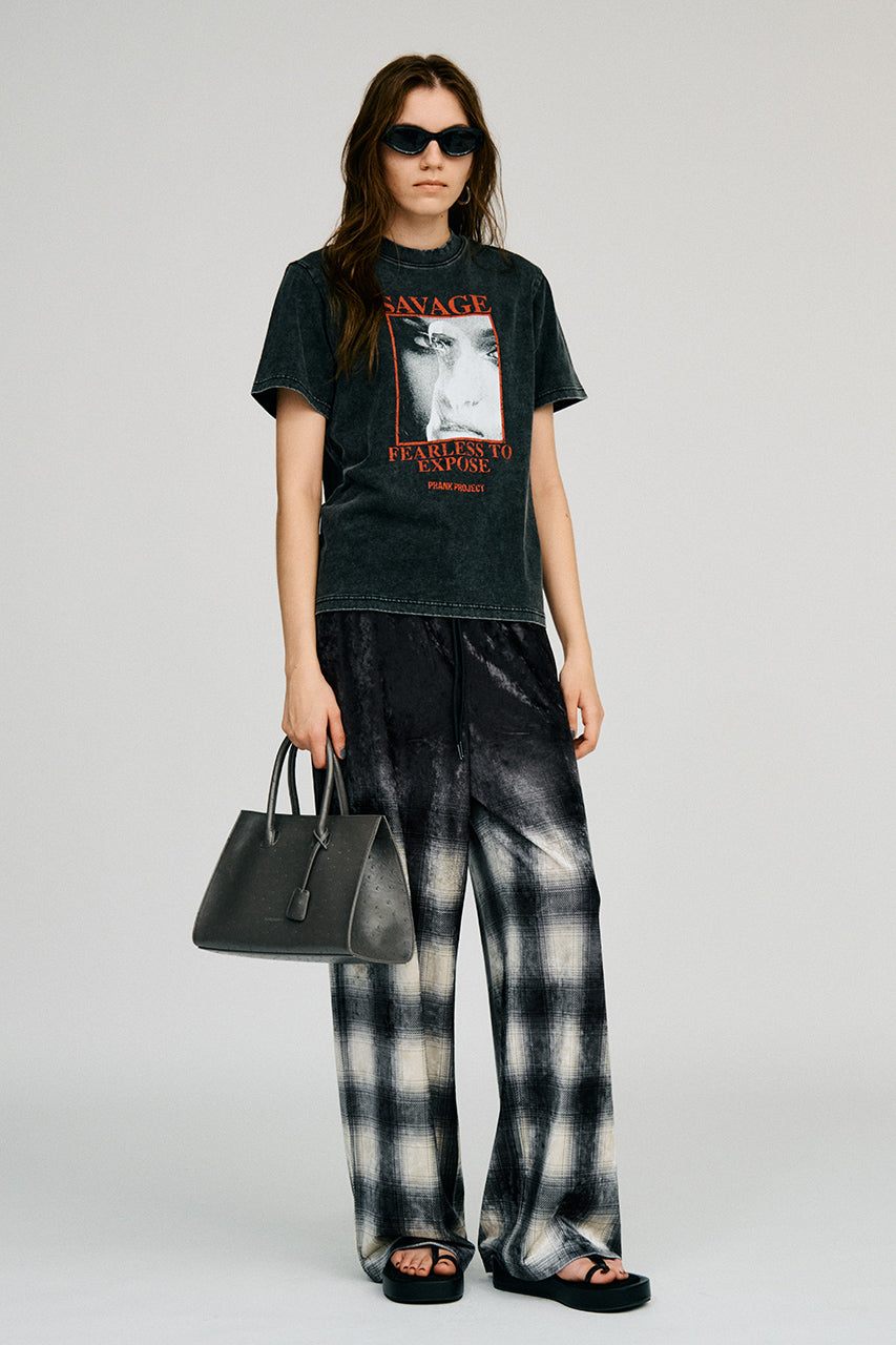 Faded Check Velour Pants - 2026AUTUMN