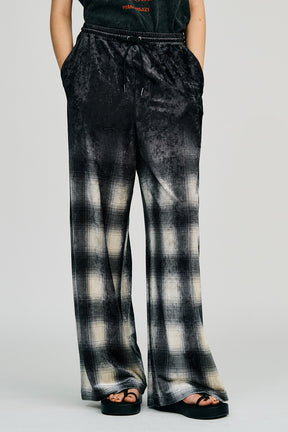Faded Check Velour Pants - 2026AUTUMN