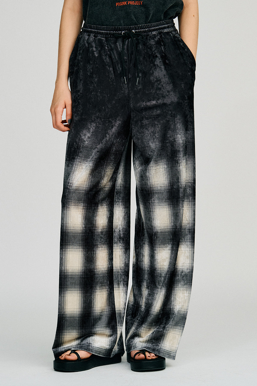 Faded Check Velour Pants - 2026AUTUMN