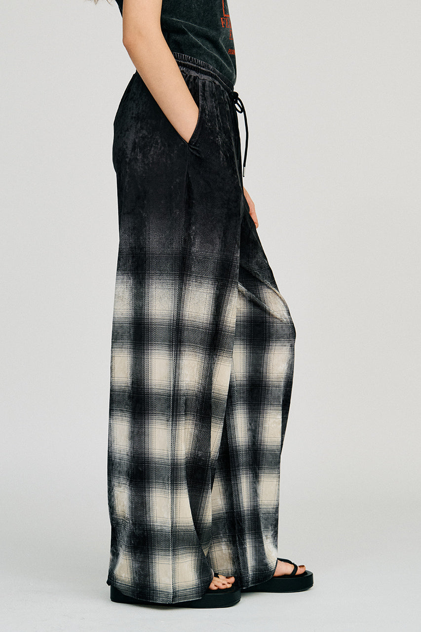 Faded Check Velour Pants - 2026AUTUMN