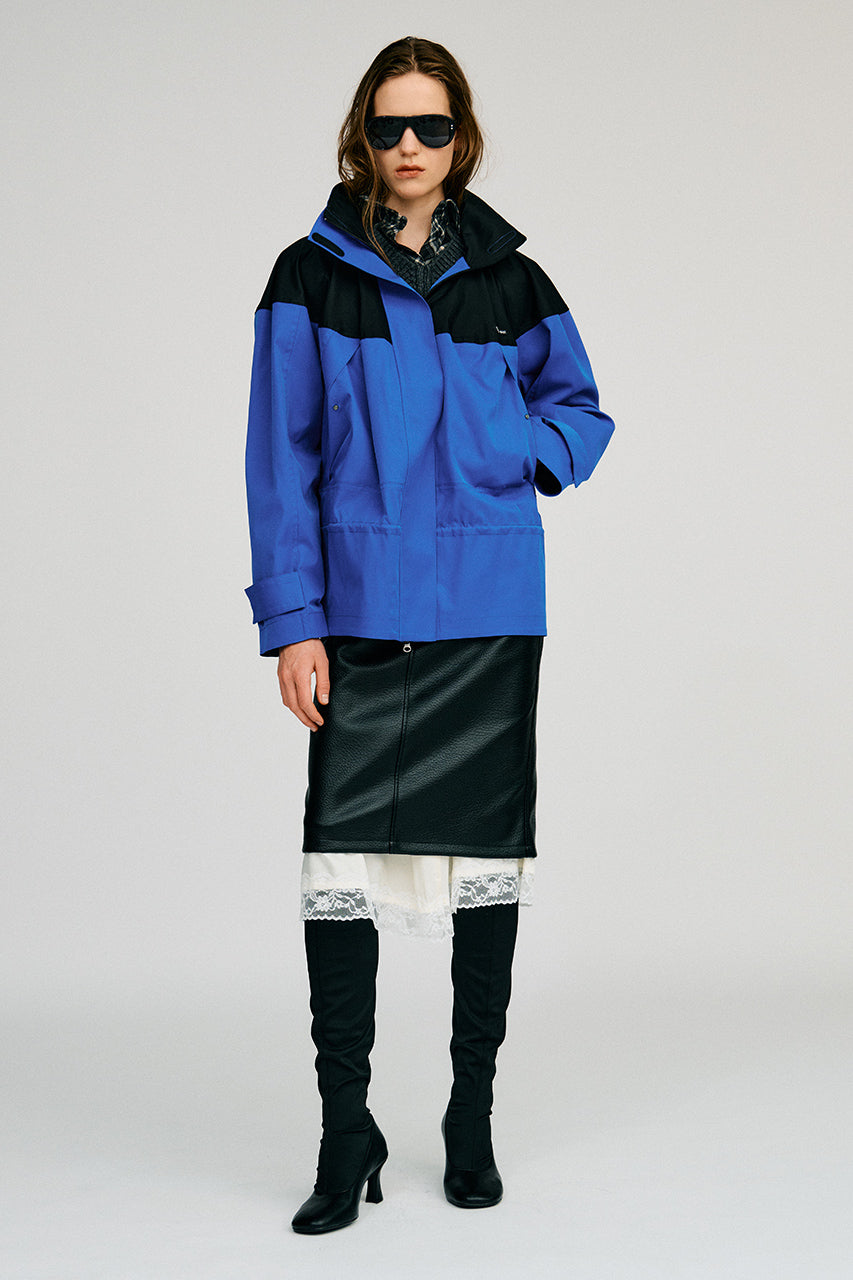 Layered Hem Synthetic Leather Skirt - 2026AUTUMN