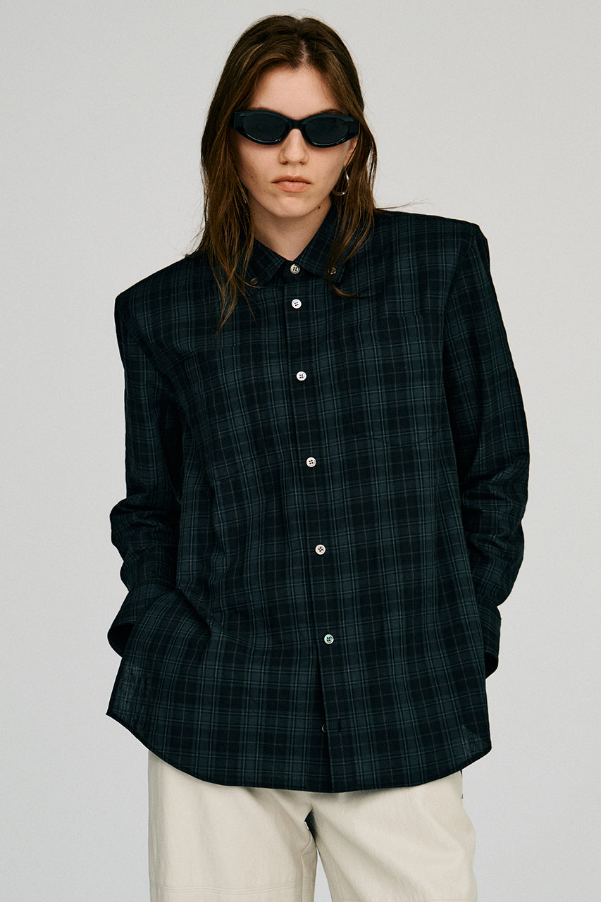 Check Shoulder Padded Shirt - 2026AUTUMN