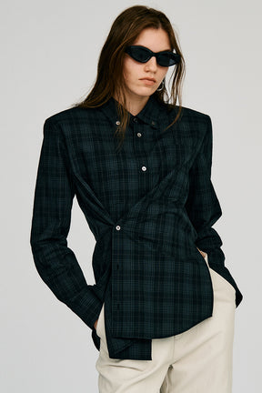 Check Shoulder Padded Shirt - 2026AUTUMN