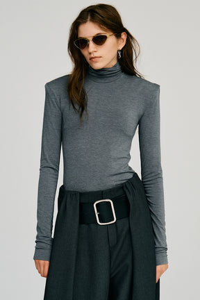 Power Shoulder High-Neck Top - 2026AUTUMN