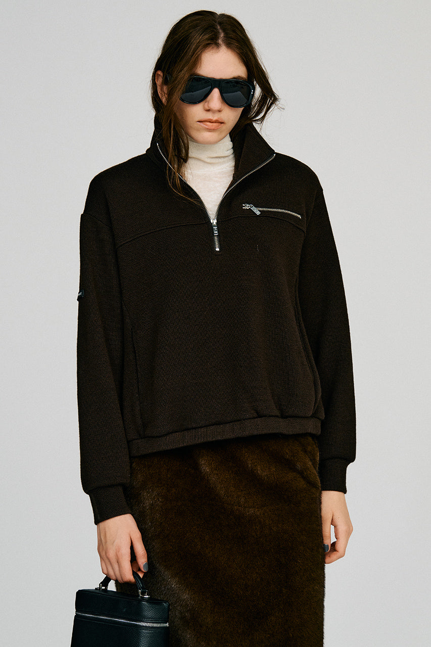 Wool Blend Half-Zip Top - 2026AUTUMN