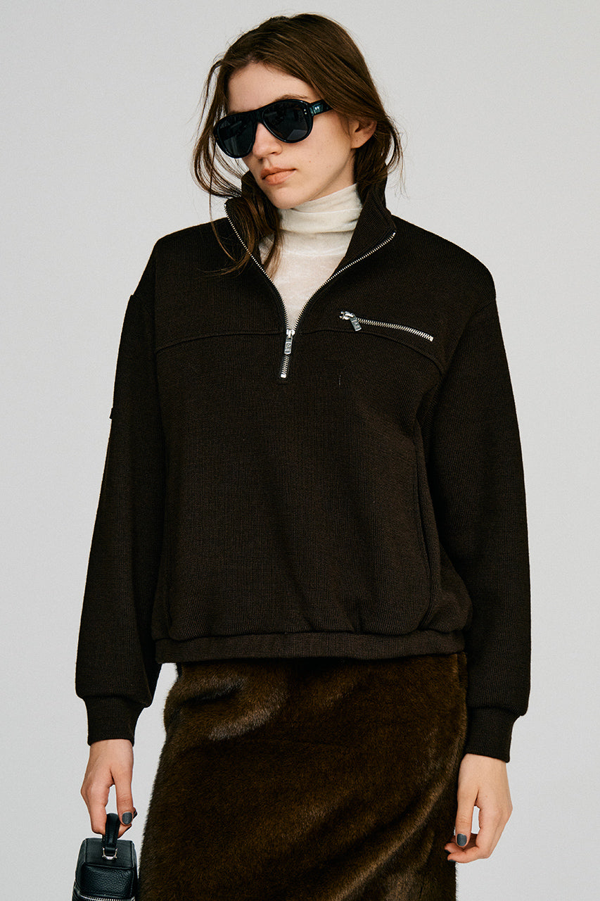 Wool Blend Half-Zip Top - 2026AUTUMN