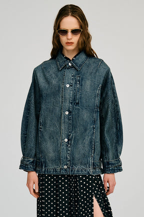 Crinkled Denim Blouson - 2026AUTUMN