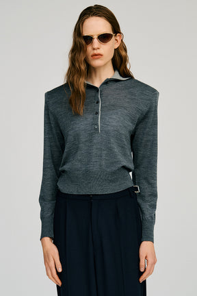 Double Collar Wool Polo Shirt - 2026AUTUMN