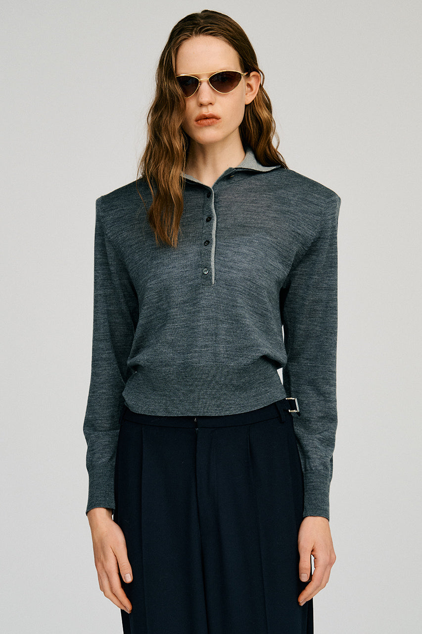 Double Collar Wool Polo Shirt - 2026AUTUMN