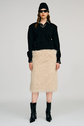 Pure Wool V-Neck Shoulder Knit - 2026AUTUMN
