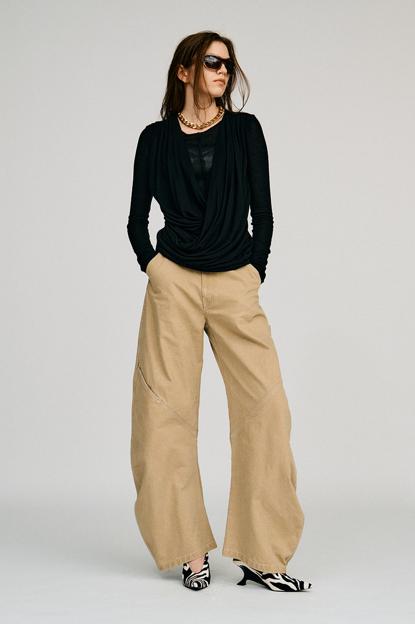 Cashmere Silk Blend Drape Top - 2026AUTUMN