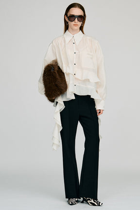 Sheer Ruffle Shirt - 2026AUTUMN