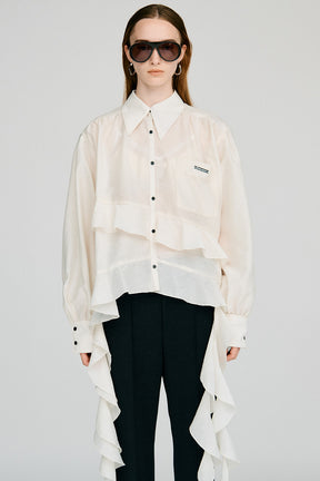 Sheer Ruffle Shirt - 2026AUTUMN