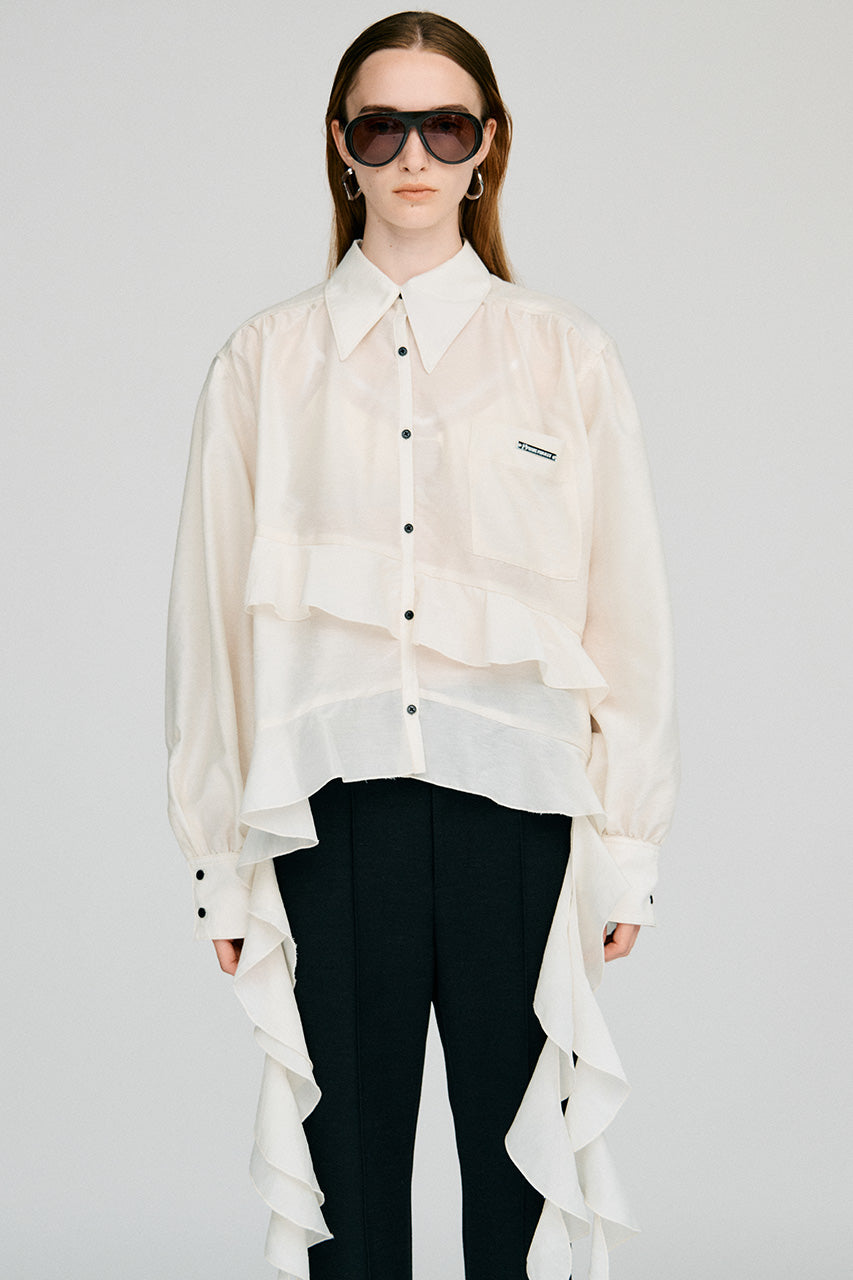 Sheer Ruffle Shirt - 2026AUTUMN