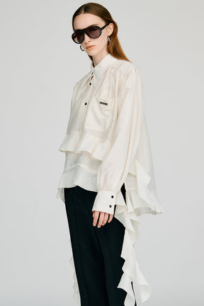 Sheer Ruffle Shirt - 2026AUTUMN