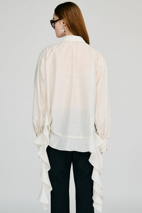 Sheer Ruffle Shirt - 2026AUTUMN