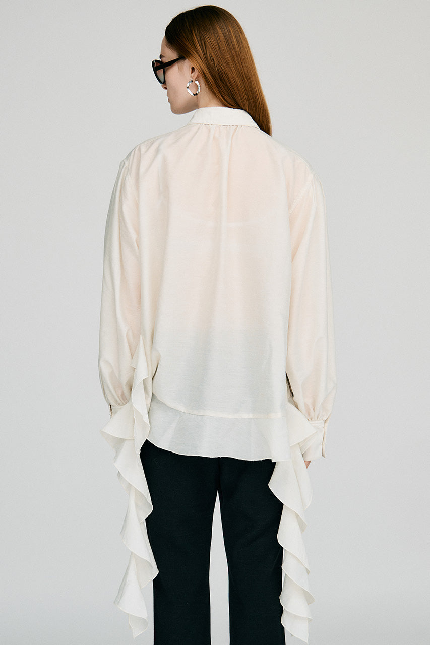 Sheer Ruffle Shirt - 2026AUTUMN