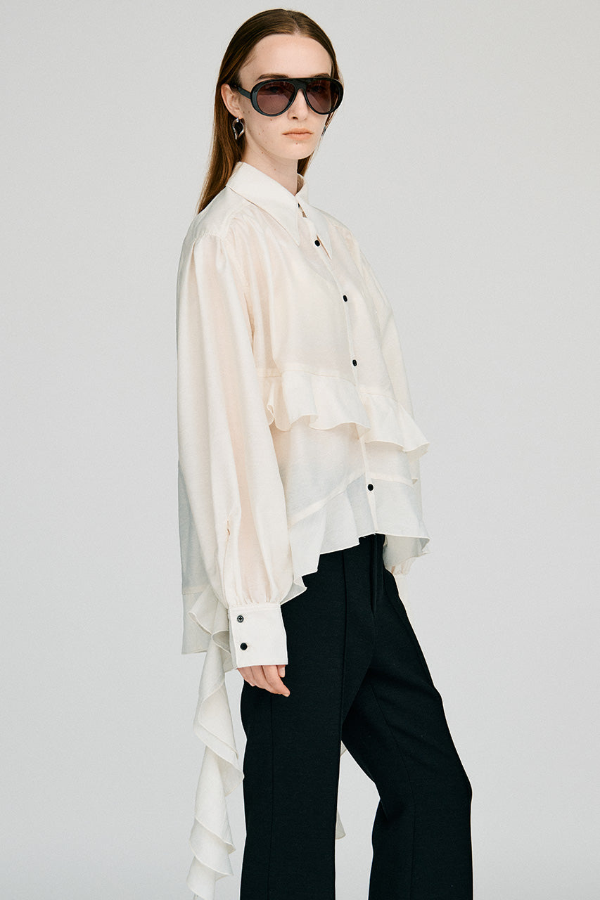 Sheer Ruffle Shirt - 2026AUTUMN