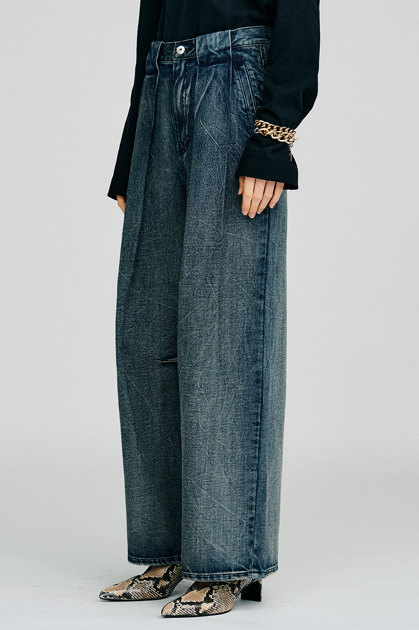 Crinkle Denim Wide Pants - 2026AUTUMN
