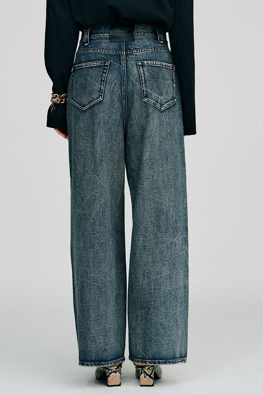 Crinkle Denim Wide Pants - 2026AUTUMN