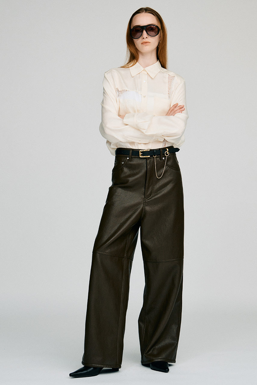 Synthetic Leather Straight Pants - 2026AUTUMN