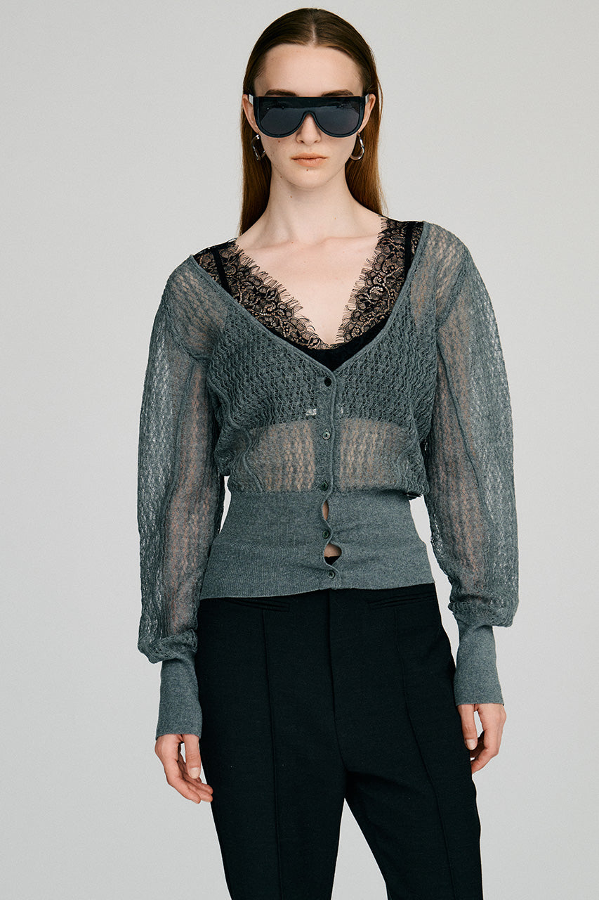 Deep Neck Lace Cardigan - 2026AUTUMN