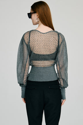 Deep Neck Lace Cardigan - 2026AUTUMN