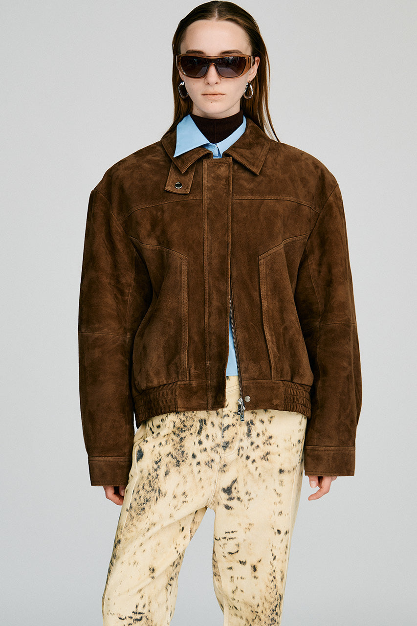 Tuck Pocket High-Neck Suede Blouson - 2026AUTUMN