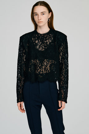 Shoulder Pad Combination Lace Blouse - 2026AUTUMN