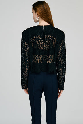 Shoulder Pad Combination Lace Blouse - 2026AUTUMN