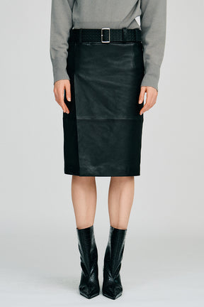 【AYUMI HAMAMOTO COLLABORATION】Sheepskin Leather Slit Skirt - PRE ORDER