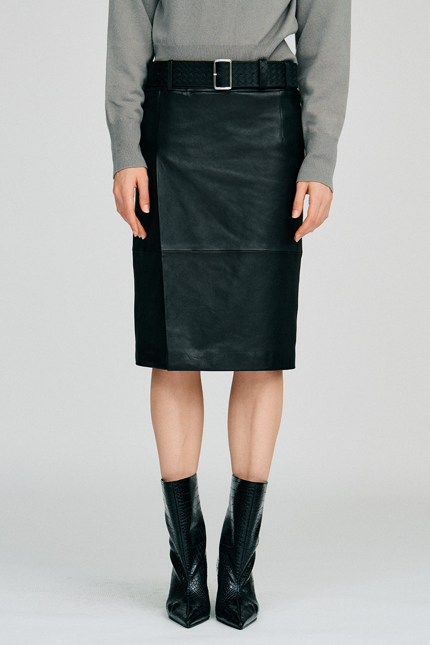 【AYUMI HAMAMOTO COLLABORATION】Sheepskin Leather Slit Skirt - PRE ORDER