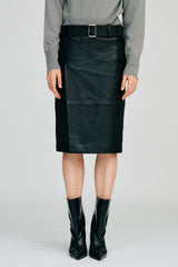 【AYUMI HAMAMOTO COLLABORATION】Sheepskin Leather Slit Skirt