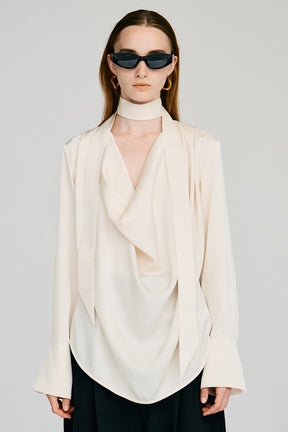 Cowl Neck Shirt - 2026AUTUMN