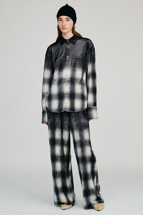 Faded Check Velour Pants - 2026AUTUMN